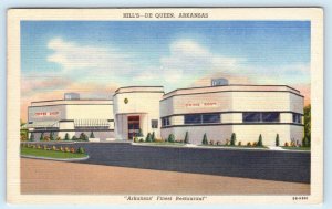DE QUEEN, Arkansas AR ~ Roadside HILL'S RESTAURANT 1957 Sevier County Postcard