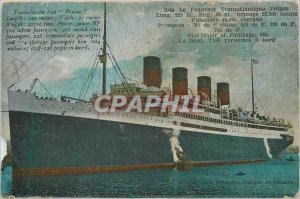 Old Postcard The Ship Transatlantic France Length 220 m, width 23 m 22500 tons