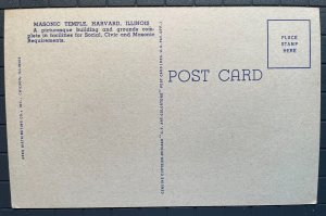 Vintage Postcard 1951 Masonic Temple, Harvard, Illinois 
