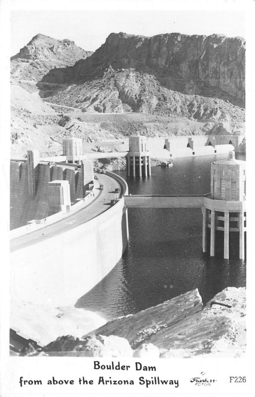 RPPC BOULDER DAM Arizona Spillway Hoover Dam c1940s Frashers Vintage Photo