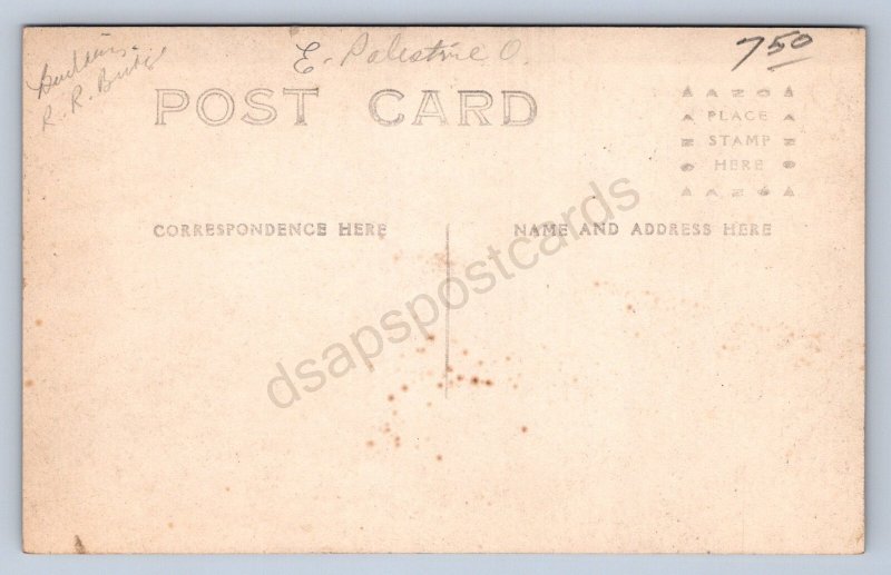 J87/ East Palestine Ohio RPPC Postcard c1910 Railroad Bridge Construction 856