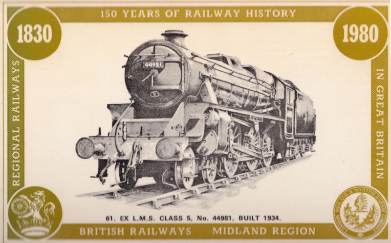 British Railways Midland LMS Class 5 44981 Train Anniversary Postcard