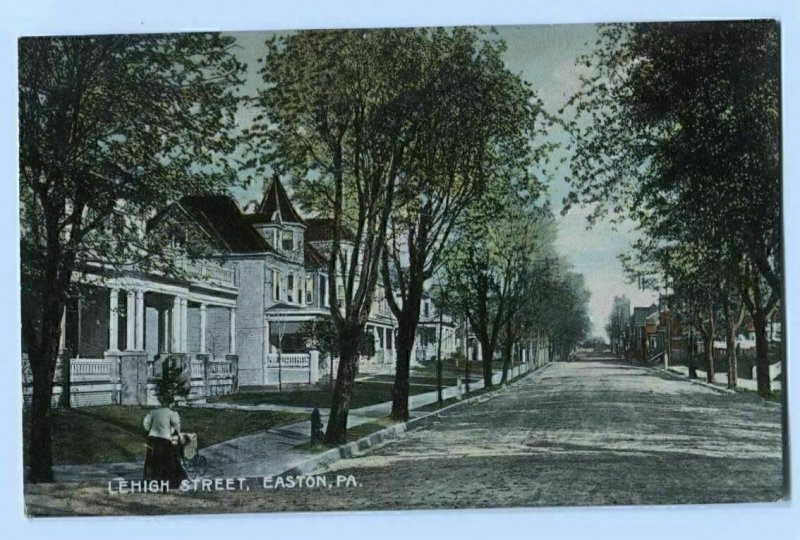 Postcard Lehigh Street Easton PA