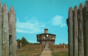 Postcard Fort Edgecomb Memorial Blockhouse Davis Island Edgecomb Maine ME