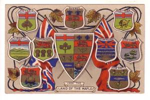 Canada, Provincial Shields, Land of the Maple, Lovely Embossed Patriotic