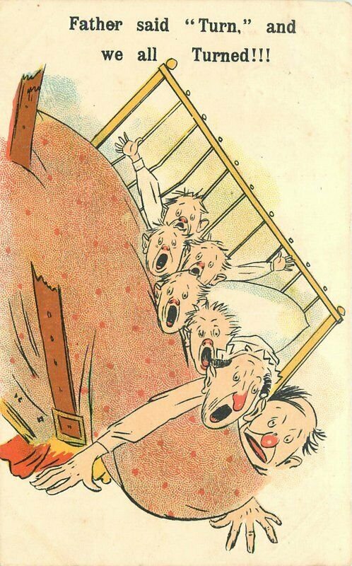 Accident Comic Humor ML Art  Publishers C-1910 Family bed Postcard 20-1152