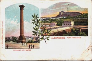 Egypt Alexandria Fort Napoleon Pompey's Pillar Vintage Postcard C102