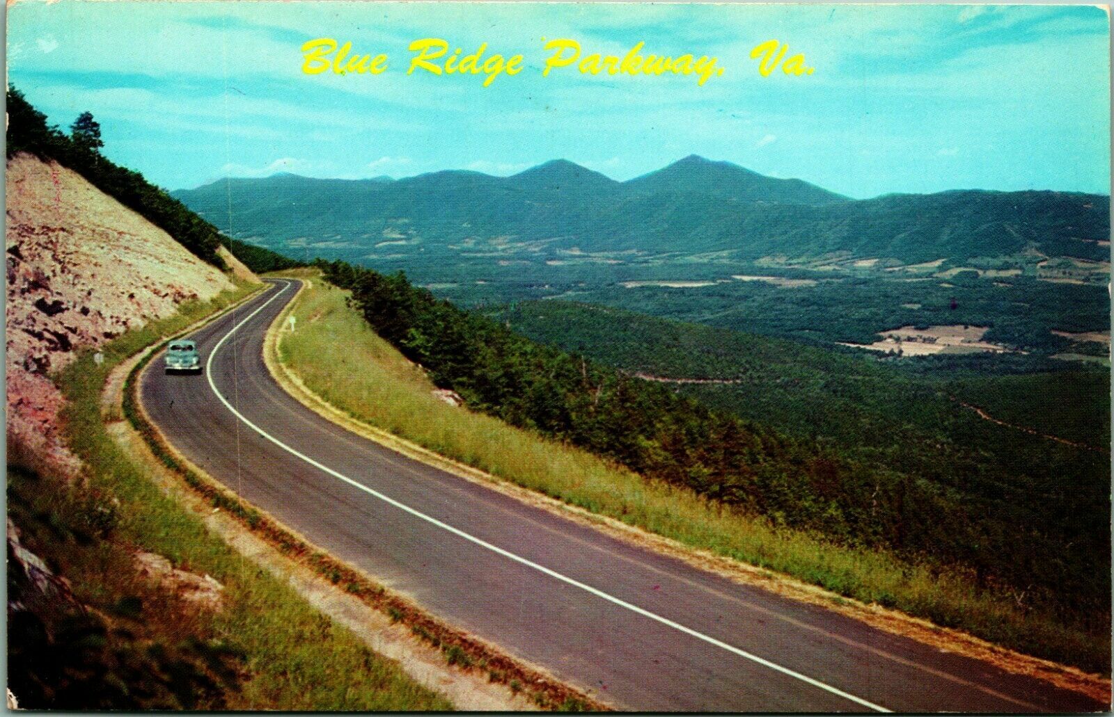 Blue Ridge Parkway From Skyline Drive Virginia VA 1950s UNP Chrome