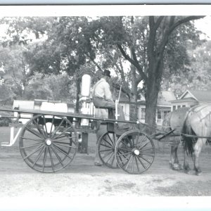 c1910s Steam Tractor Show RPPC Fire Pump Firefighter? Horse Drawn Cart PC A167