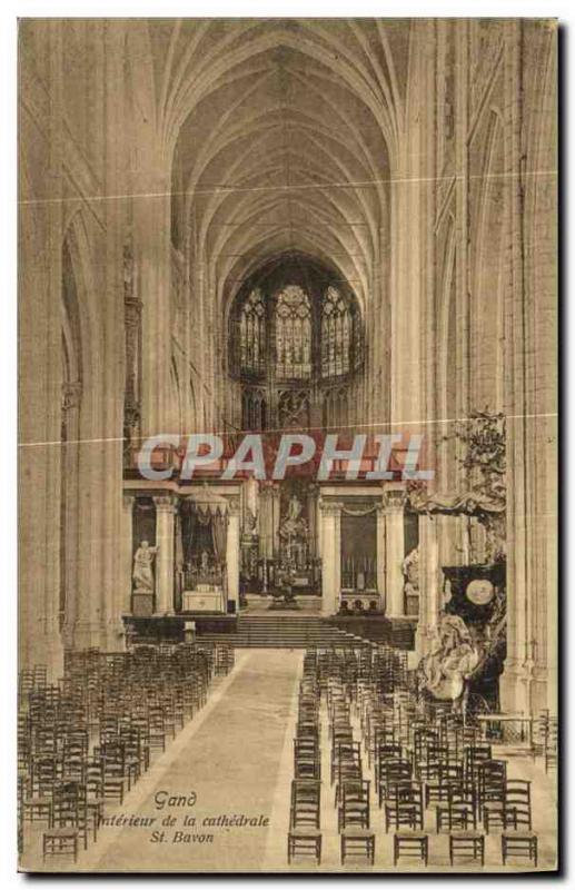 Postcard Old Ghent Interior of St Bavo's Cathedral