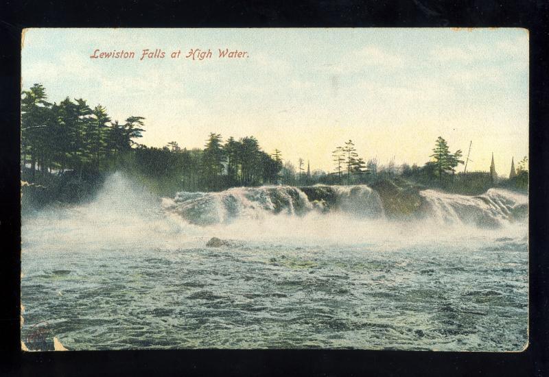 Early Lewiston, Maine/ME Postcard, The Falls At High Water, 1908!