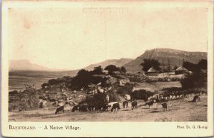 South Africa Basutoland A Native Village Vintage Postcard C159