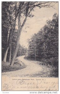 TRENTON, New Jersey, PU-1906; Lovers Lane, Cadwallader Park