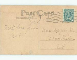 Pre-Linen PRETTY ANGEL WAVES WHILE CARRYING EASTER LILY FLOWERS J2077