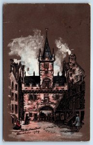 Edinburgh Scotland Postcard View of Entrance to the Building 1905 Antique