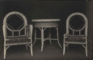 Mid-Century Wicker Furniture Table Chairs Advert BELGIUM Real Photo Postcard