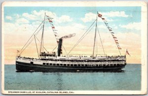 1919 Steamer Cabrillo At Avalon Catalina Island California Posted Postcard