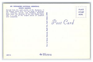 Mt. Rushmore National Monument South Dakota Postcard 
