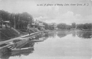 Ocean Grove New Jersey Wesley Lake Waterfront Antique Postcard K93271