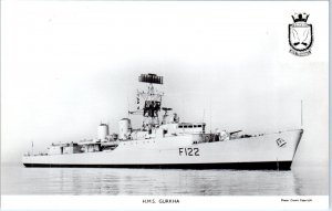 RPPC    Brittish Naval Ship     HMS   GURKHA     c1950s    Postcard