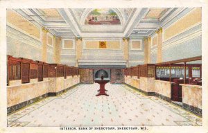 Bank of Sheboygan Interior Sheboygan Wisconsin 1925 postcard