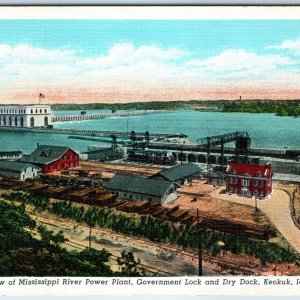 1919 Keokuk, IA Aerial Mississippi River Hydroelectric Power Plant Lock Dam A244