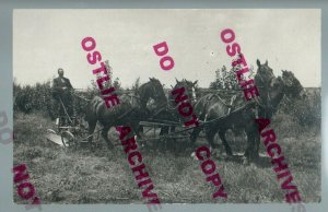 Minnesota RPPC 1910 FARMING SCENE Farm Farmer HORSE-DRAWN PLOW on Wheels MN