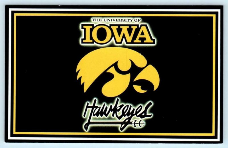 2 Postcards UNIVERSITY OF IOWA, Iowa City IA ~ Football HAWKEYES MASCOT c1970s