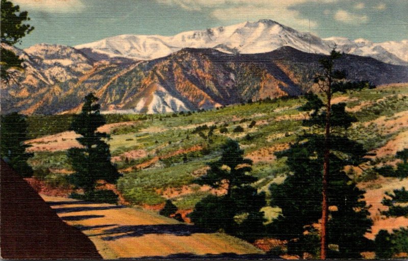 Colordao Pikes Peak Region Rampart Range Road and Pikes Peak Curteich