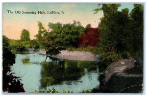 1910 Old Swimming Hole River Lake Trees LeMars Iowa IA Vintage Antique Postcard