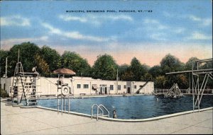 Paducah Kentucky KY Swimming Pool Linen 1930s-50s Linen Postcard