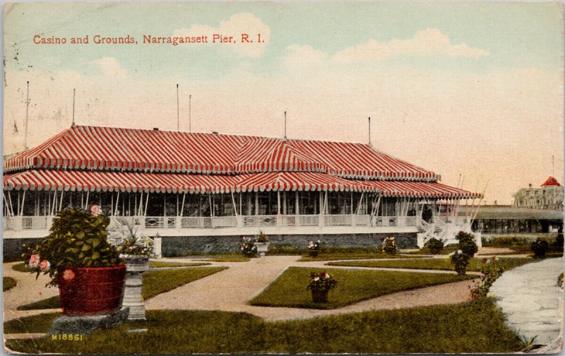 Casino and Grounds Narragansett Pier RI c1915 DPO Cancel Postcard F42