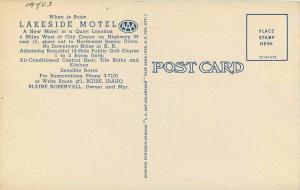 Boise Idaho 1940s Lakeside Motel Postcard roadside Teich linen 5794