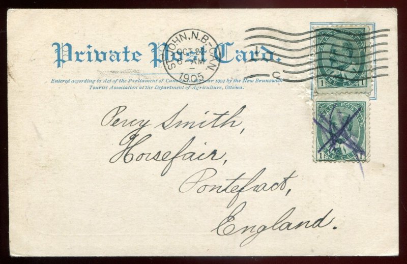 h119 - ST. JOHN NB Postcard 1905 King Square. Patriotic Crest