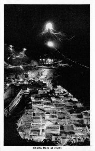 Shasta Dam at Night, California c1930s Vintage Postcard