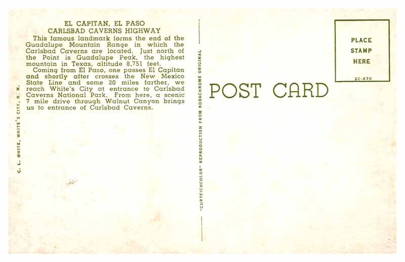 Postcard HIGHWAY SCENE El Paso Texas TX AS4710