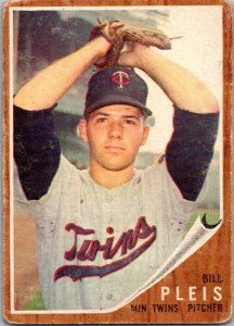 1962 Topps Baseball Card Bill Pleis Minnesota Twins sk1858