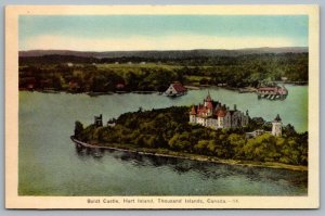 Postcard Thousand Islands Ontario c1930s Boldt Castle Hart Island Birds Eye View