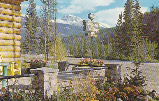 Canada Mount Tekarra from Alpine Village Bungalow Camp Jasper National Park A...