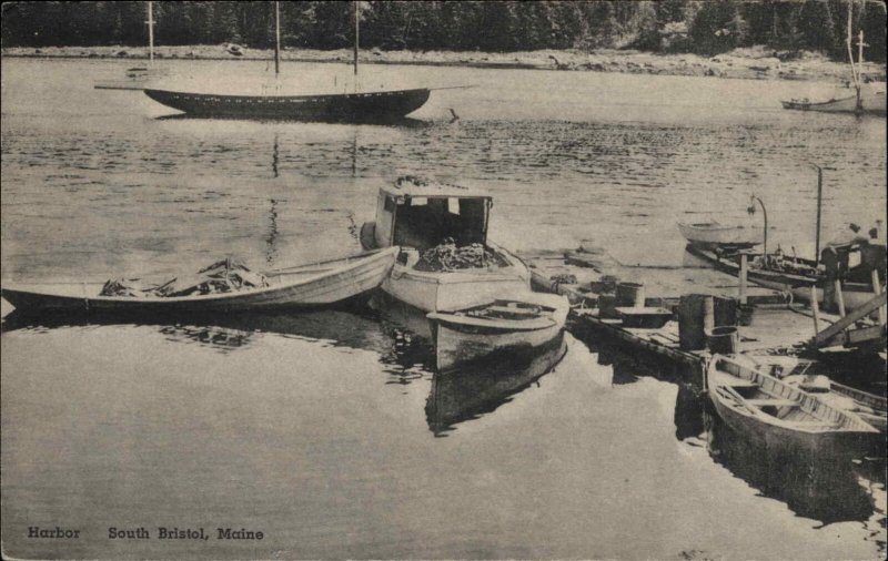 South Bristol ME Harbor Lobster Boat Dock Postcard