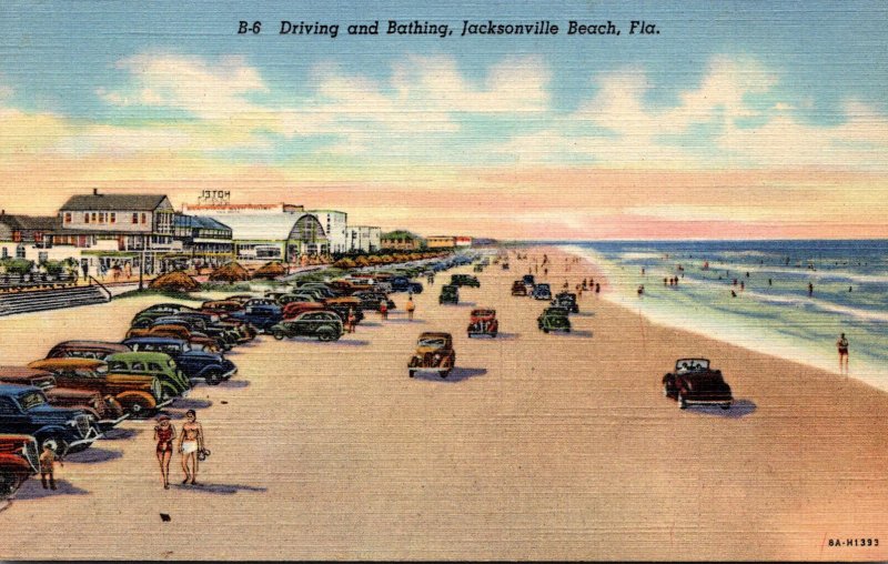 Florida Jacksonville Beach Driving and Bathing Curteich