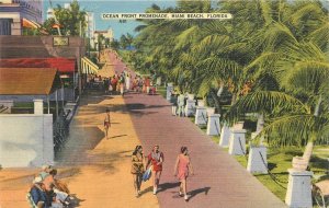 Postcard Florida Miami Beach Ocean front promenade Eli Colorpicture 23-9856