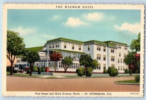 St Petersburg Florida Postcard Wigwam Hotel Building Exterior View 1940 Unposted