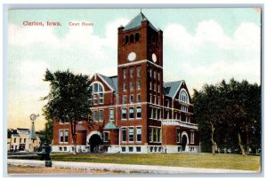 Clarion Iowa IA Postcard Court House Building Exterior Roadside 1909 Antique