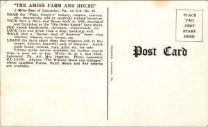 Vtg 1950s The Amish Farm & House Lancaster County Pennsylvania PA Postcard