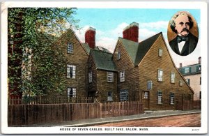 Salem MA-Massachusetts, 1938 House of Seven Gables Hawthorne's Vintage Postcard