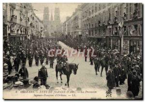 Postcard Old Firemen Orleans Fete de Jeanne d & # 39Arc Procession