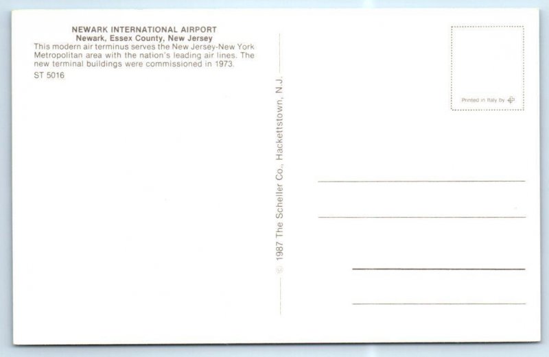 NEWARK, NJ New Jersey ~ Newark INTERNATIONAL AIRPORT 1987  Postcard