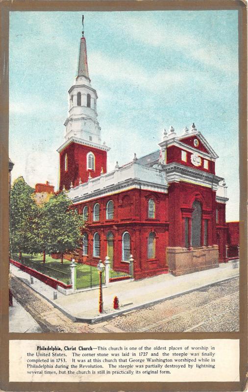 Philadelphia Pennsylvania~Christ Church~George Washington-Revolution~1911 Pc