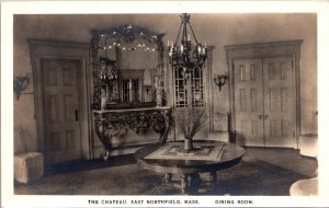 RPPC Dining Room, The Chateau, East Northfield MA Vintage Postcard V68